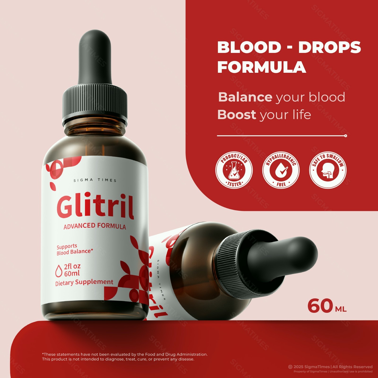 Glitril Drops – Blood Support, Balance & Circulation Liquid Supplement – 5 Pack