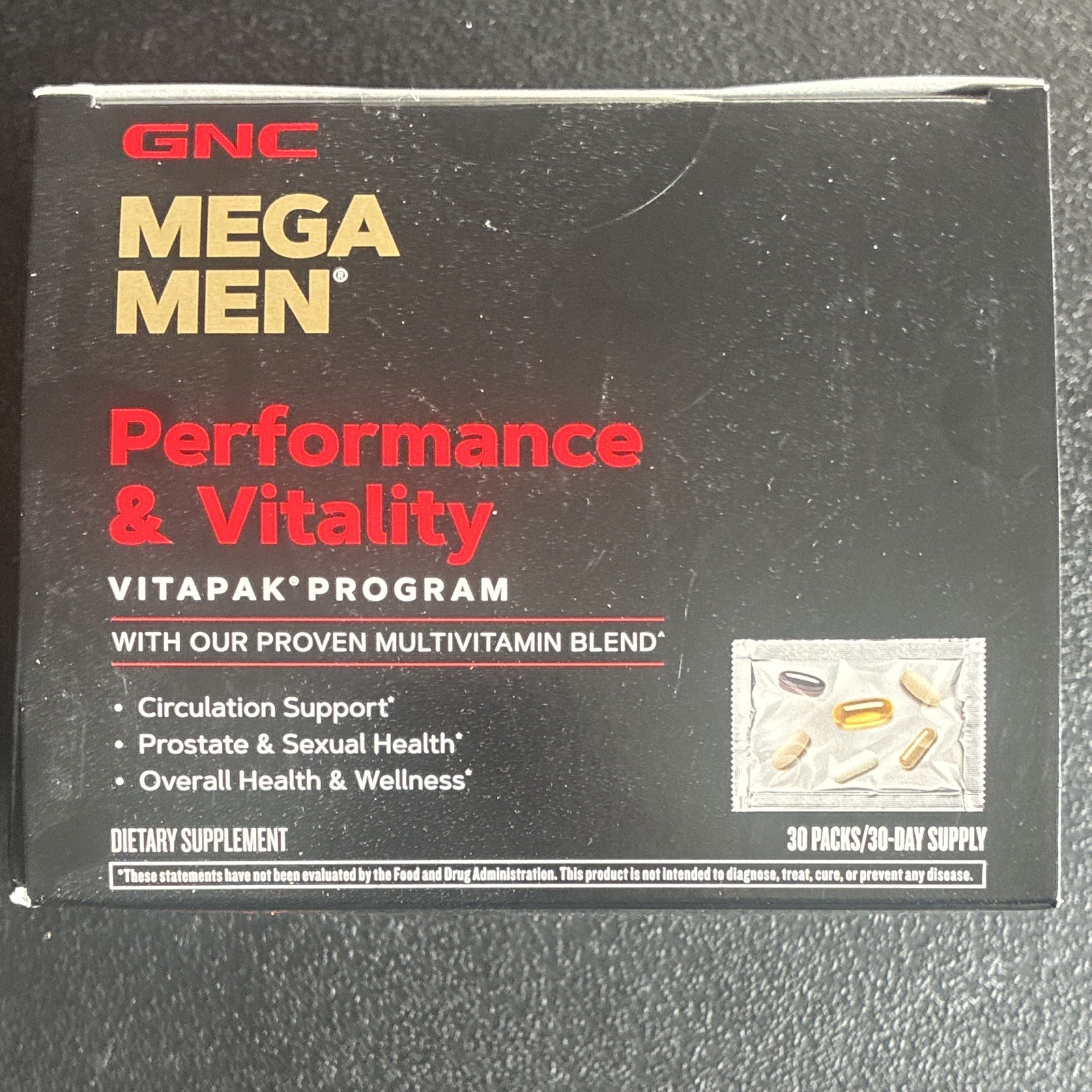 GNC Mega Men Performance & Vitality Vitapak Multivitamin 30 Pk ex 11/26