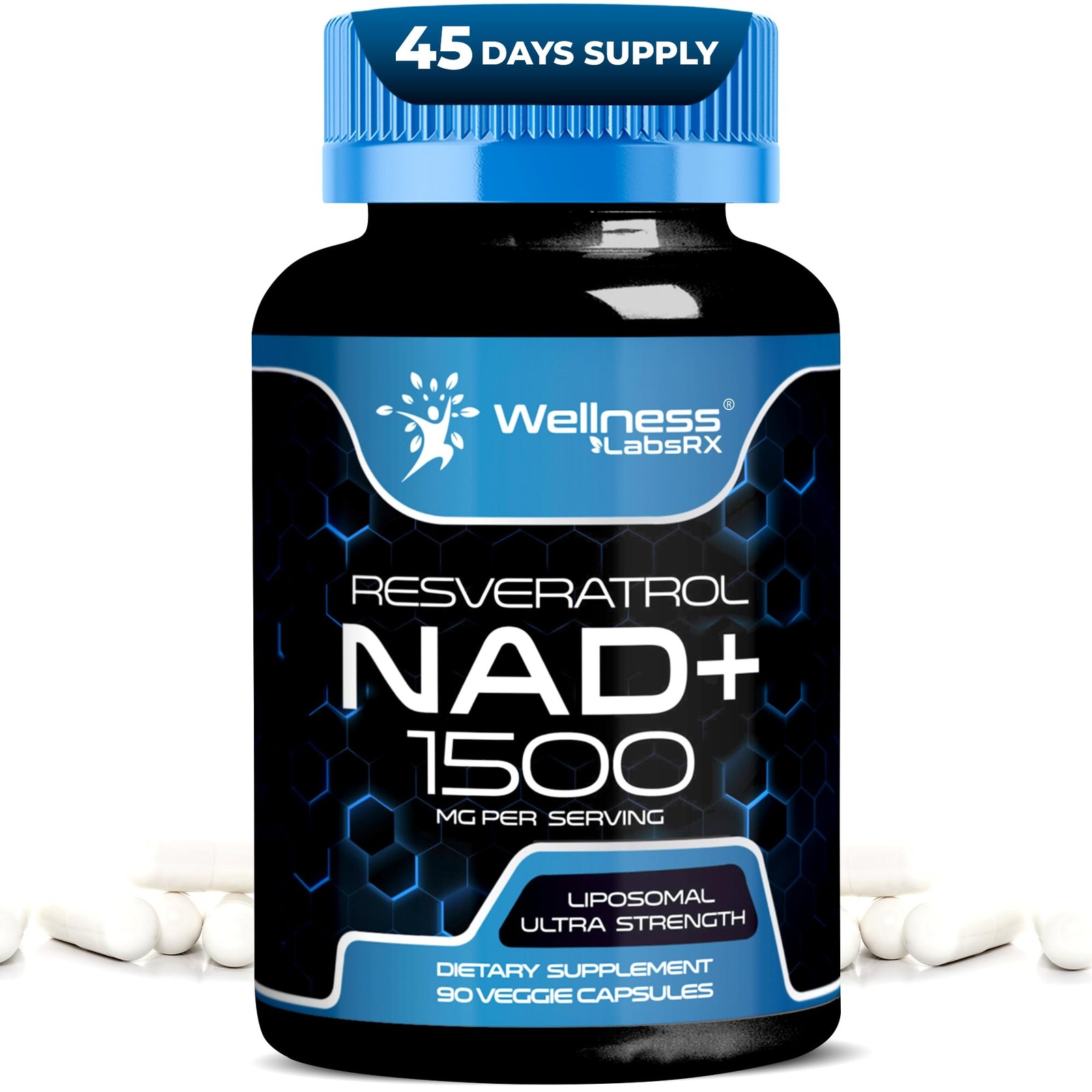 Wellness LABSRX Liposomal NAD 1500mg USA NAD Resveratrol Energy 90 Count