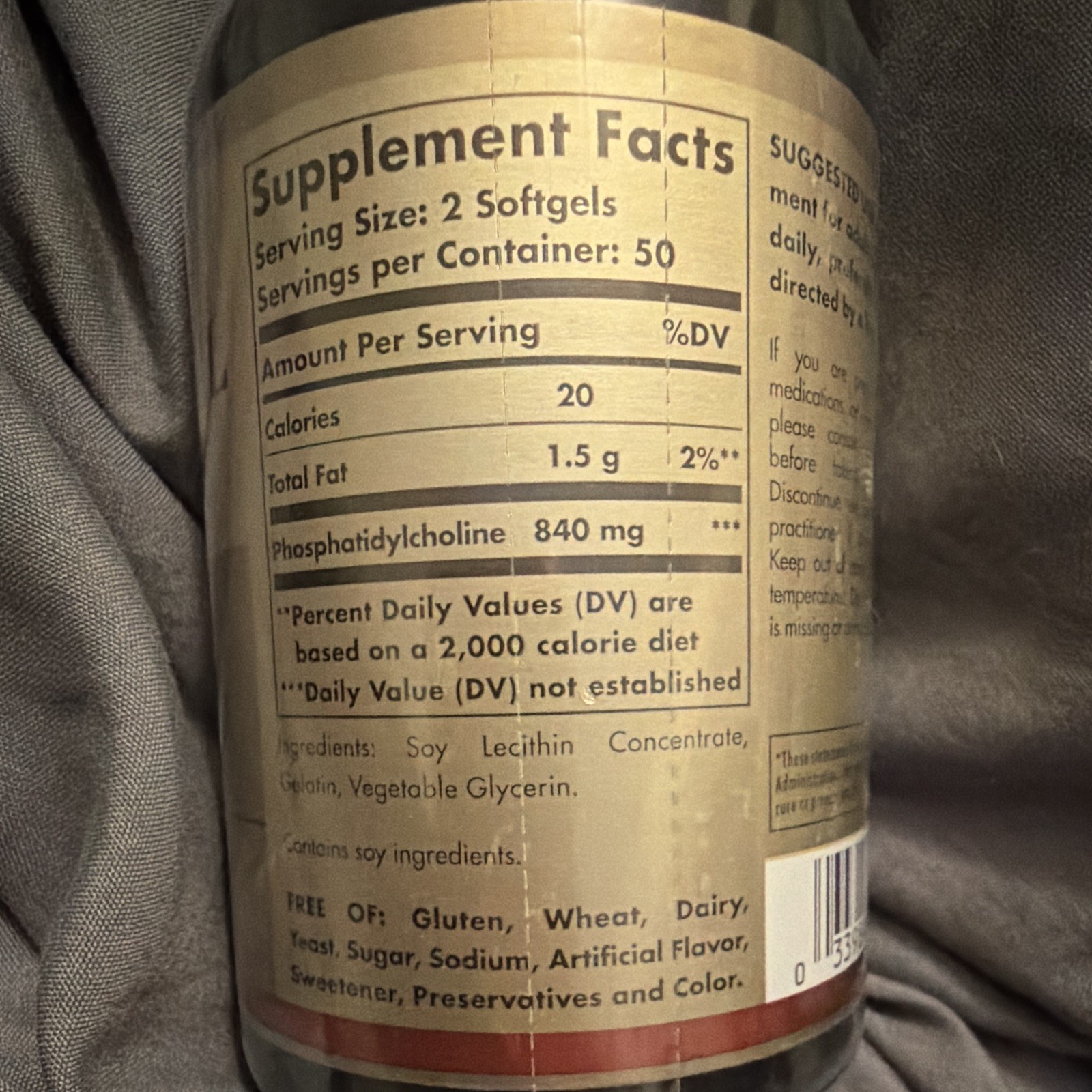 Solgar Phosphatidylcholine 840mg Nervous System Health 100 Softgels GF