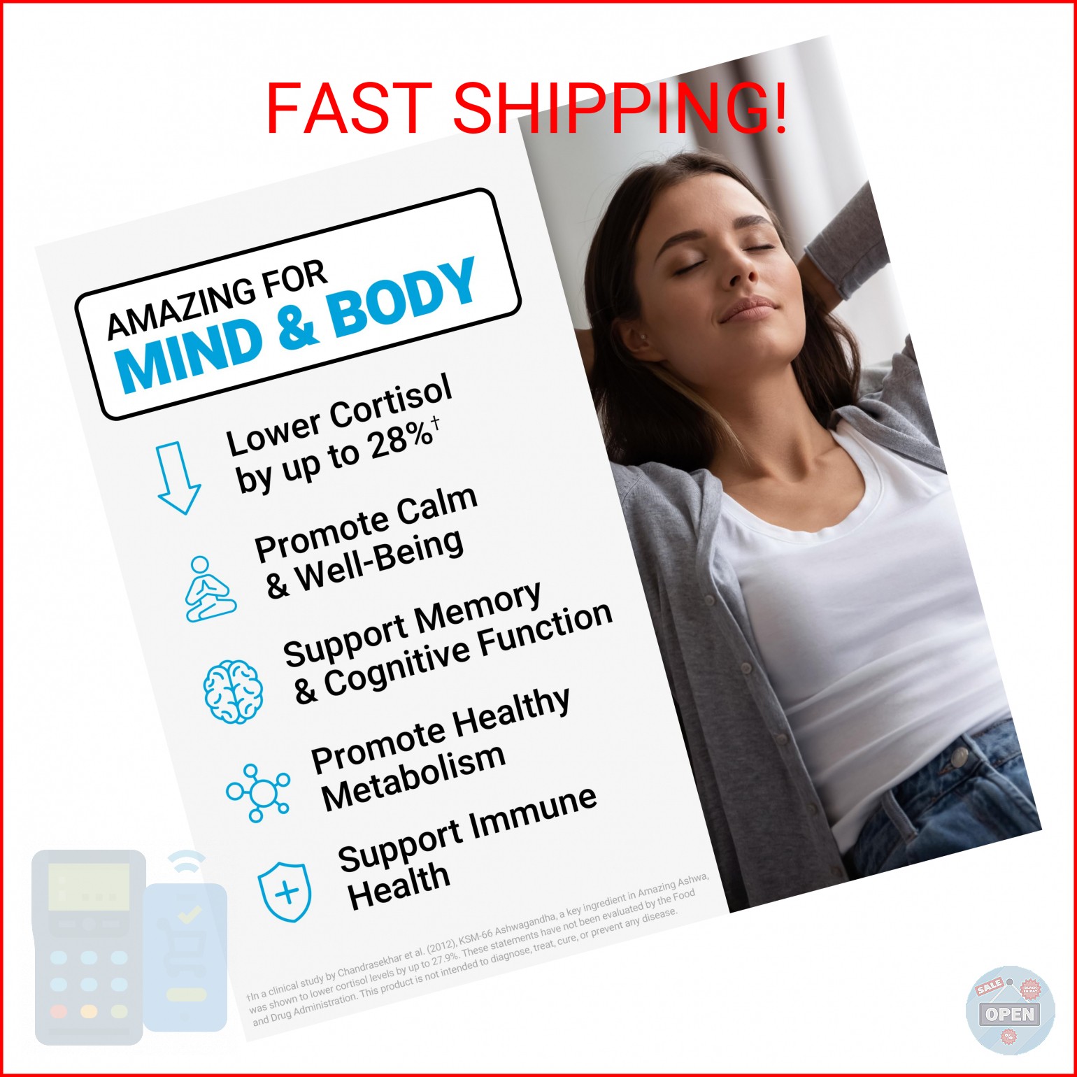 Force Factor Amazing Ashwa for Stress Relief, Memory, Focus, and Immune Support