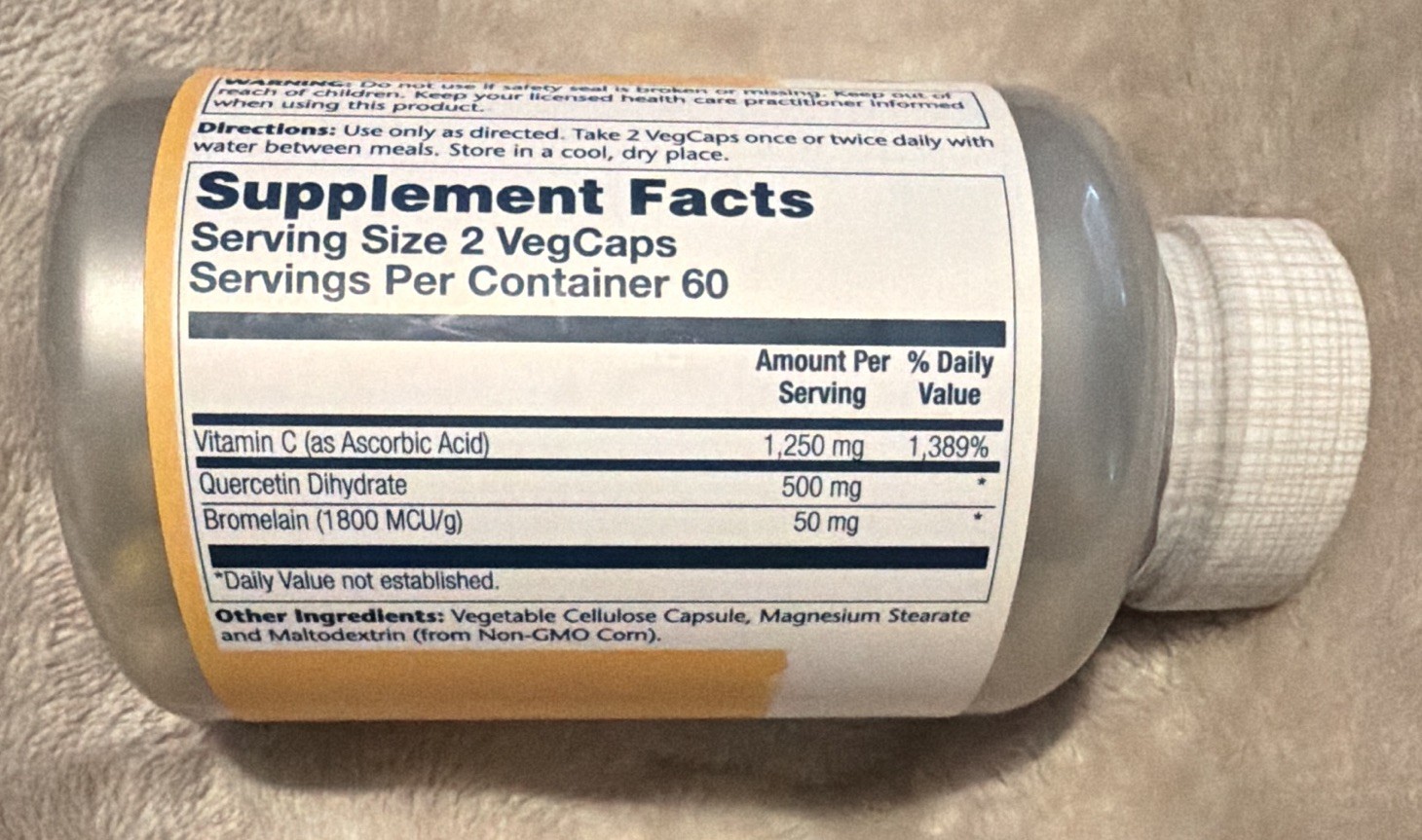Solaray Quercetin Bromelain Vitamin C Immune Support Vegan Capsules 120 ct