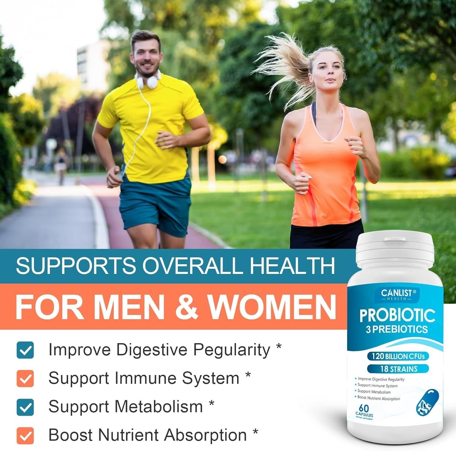 CANLIST Probiotics 120 Billion CFUs 60 Capsules Digestive Immune Support