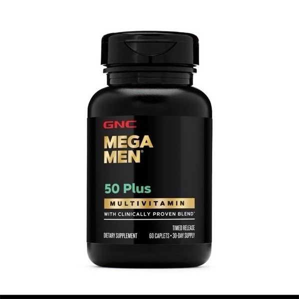 GNC Mega Men 50 Plus Multivitamin 60 Caplets for Men General Wellness Supplement