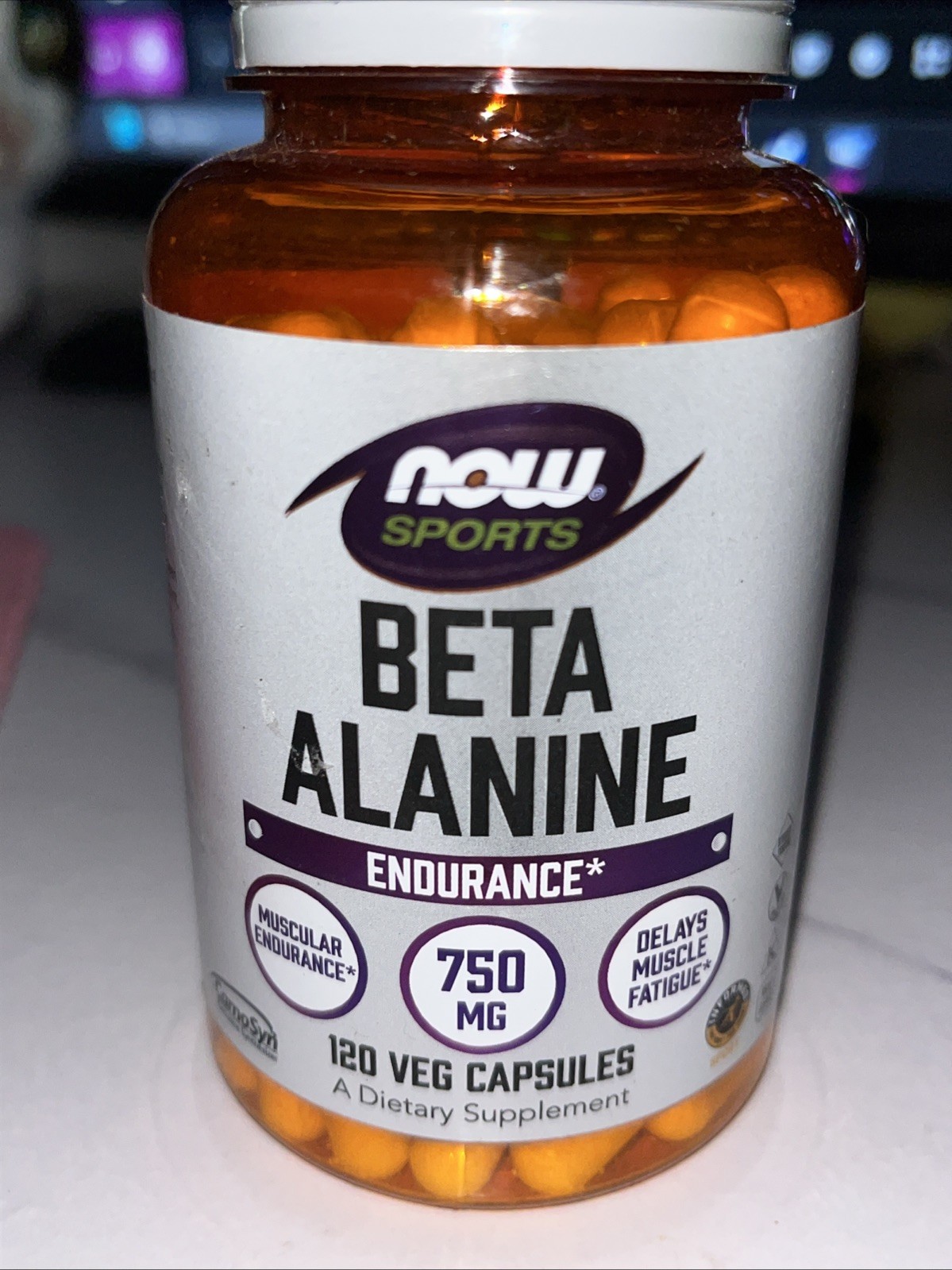 NOW FOODS Beta-Alanine 750 mg 120 Veg Capsules Exp 11/29