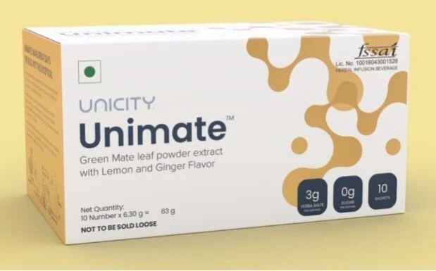 UNICITY Unimate Dietary Supplement Lemon Ginger Flavor Drink 30 Sachets