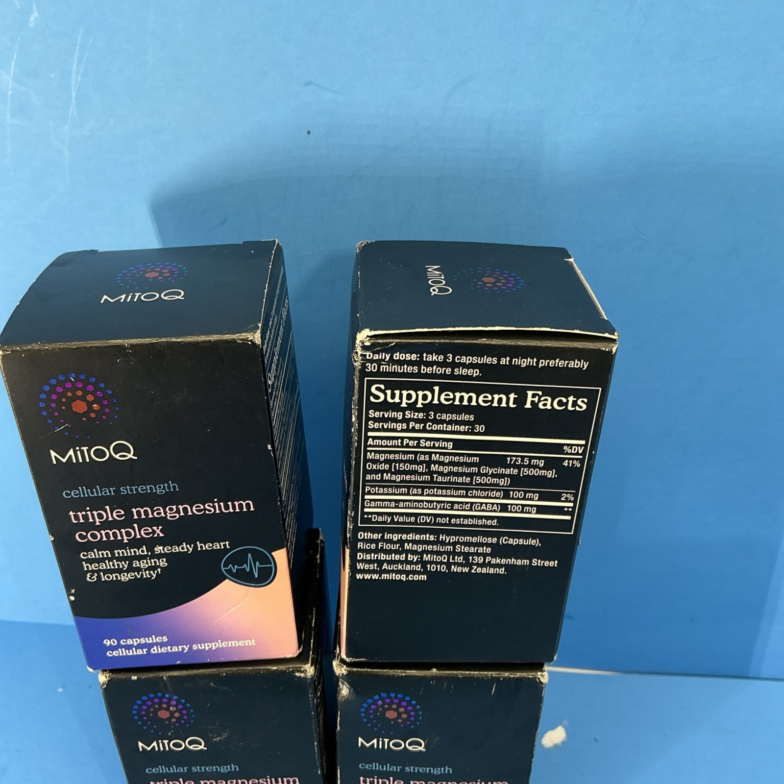 4 MitoQ Triple Magnesium Complex 90 Capsules Magnesium Glycinate Taurate Orotate