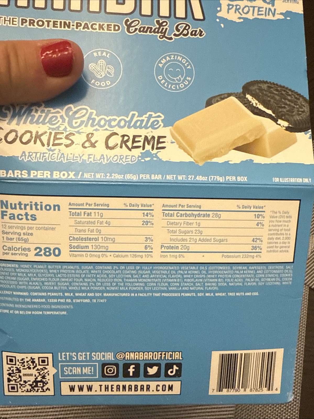 Anabar Cookies and Cream 12 Protein Bars Final Boss Performance 21 Grams