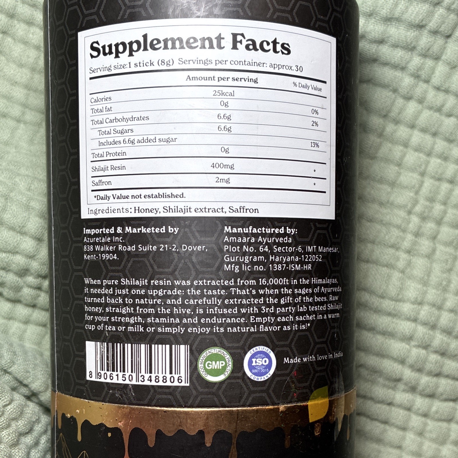 BetterAlt Himalayan Shilajit Honey Sticks Saffron Energy Support 30 400mg