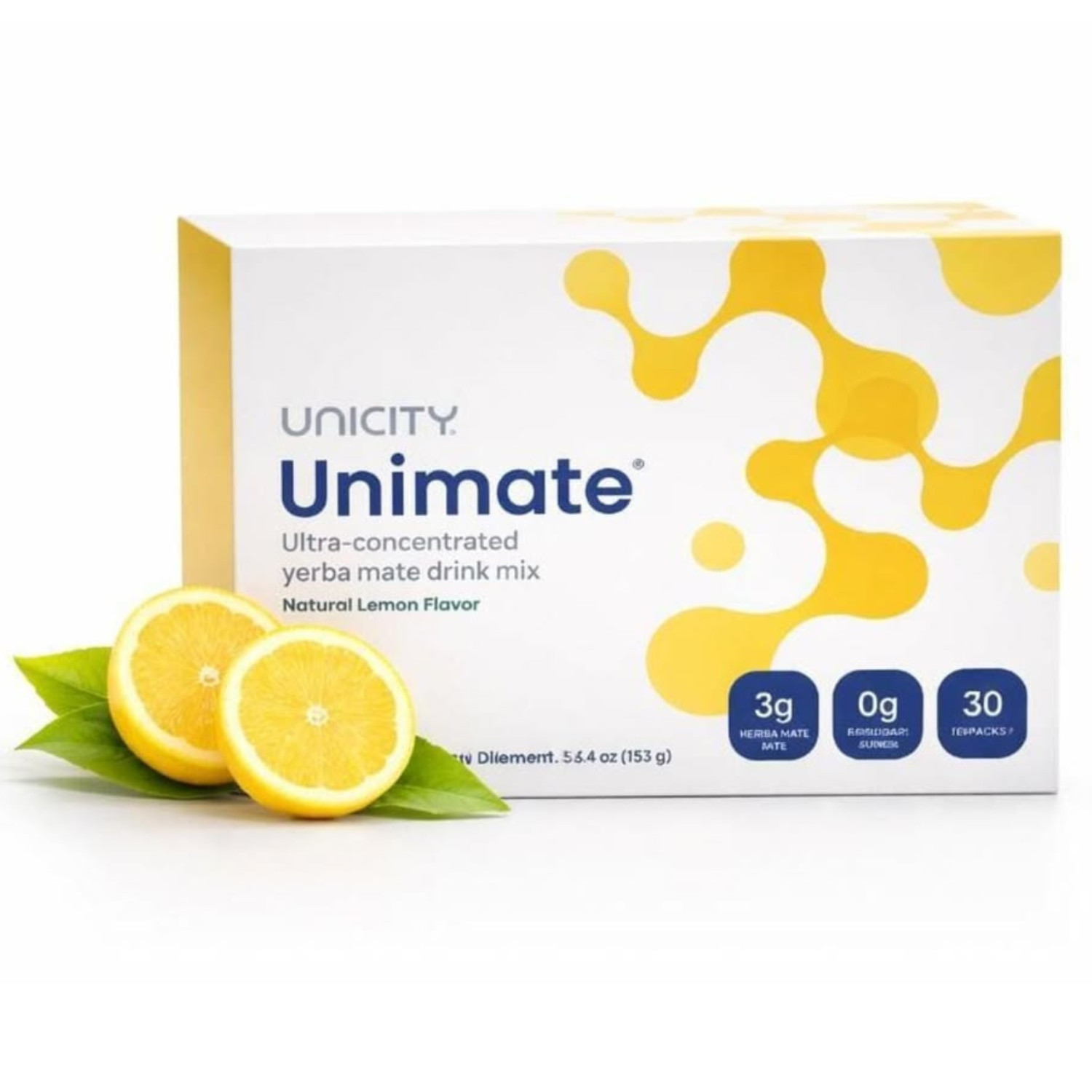 Unicity Unimate Lemon Drink Mix Pack of 2 | Yerba Mate Energy 60 Sticks