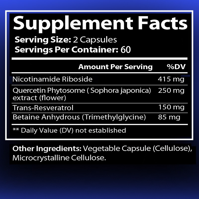 Nicotinamide Riboside Improve Energy Cognitive & Heart,Joint Health 120 Capsules