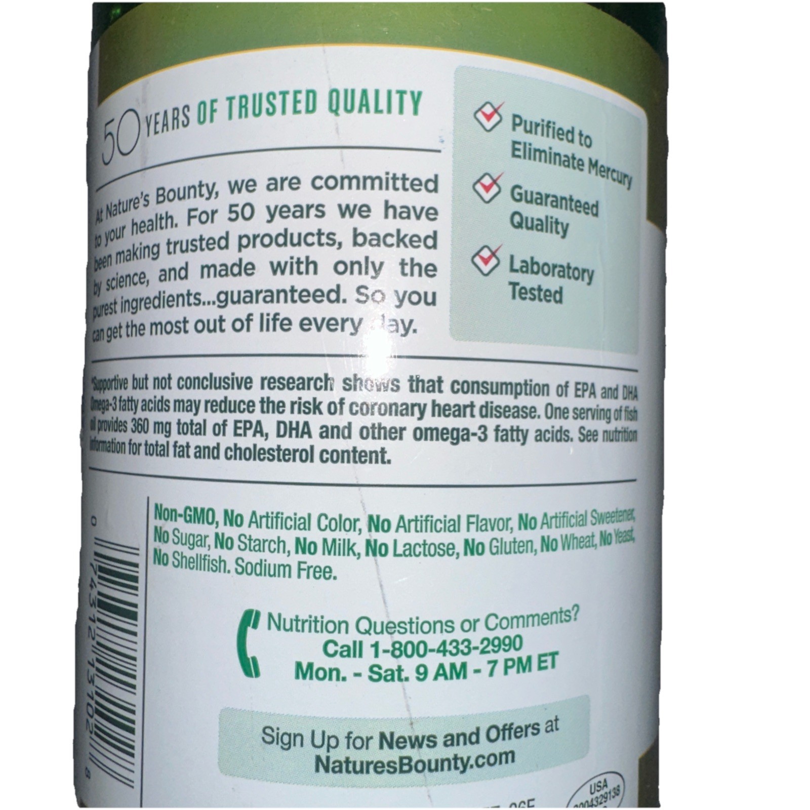 Nature’s Bounty Fish Oil 1000 Mg, Odorless, 200 Rapid Release Softgel Exp:03/27