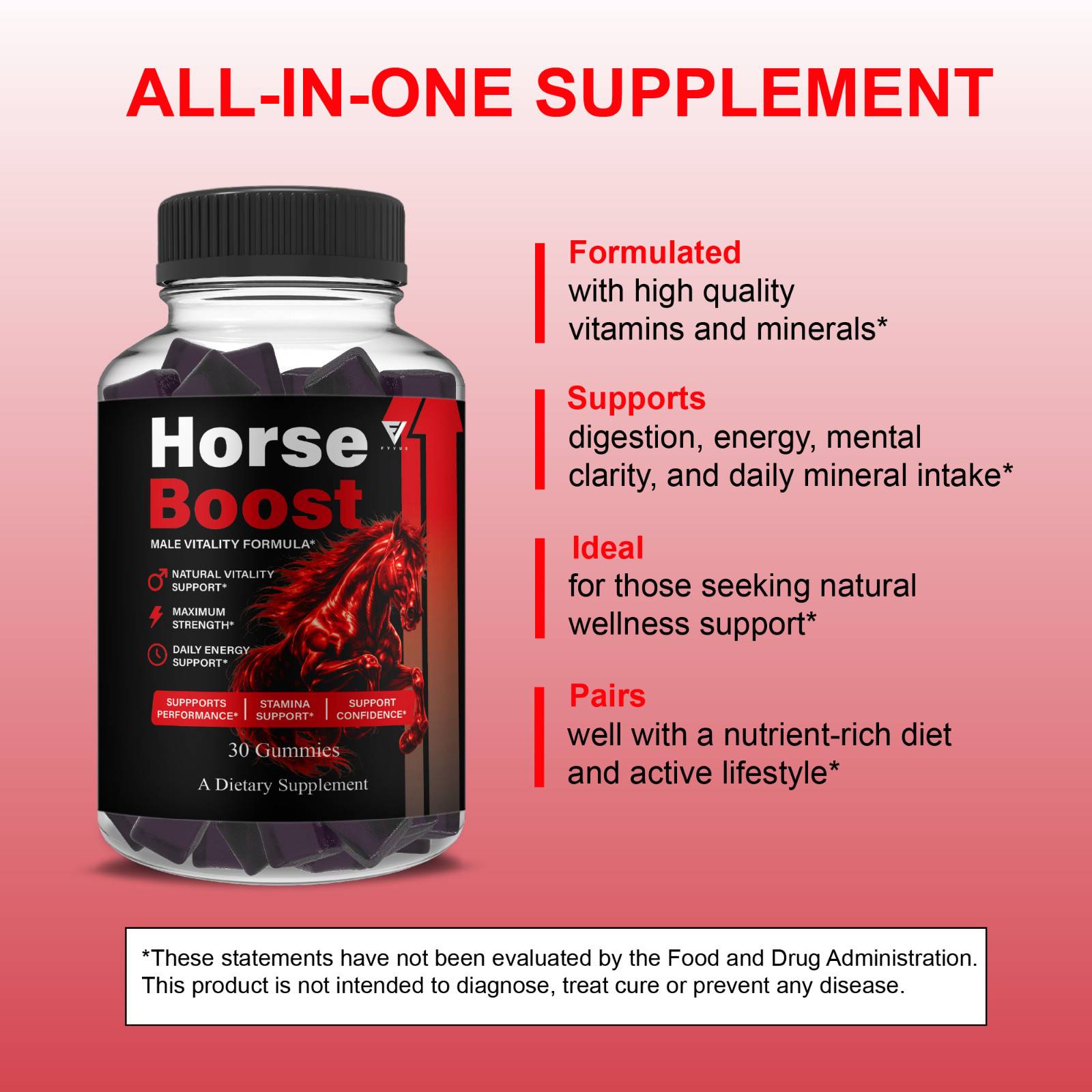 (5 Pack) Horse Boost Gummies, HorseBoost Male Performance (150 Gummies)