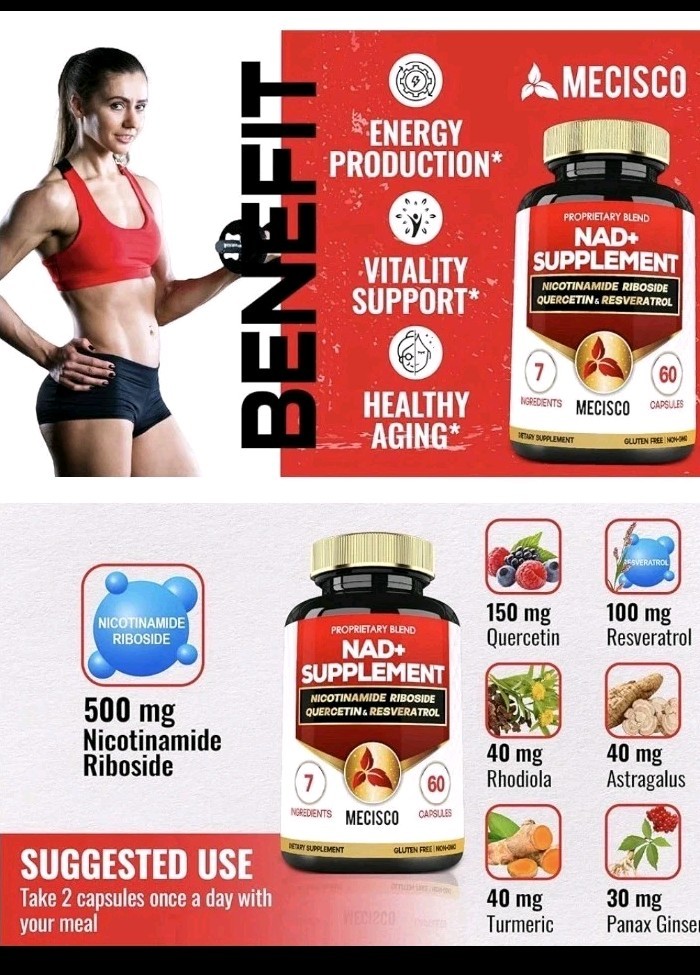 Mecisco NAD+ Supplement Nicotinamide Riboside Quercetin 60 Caps (expires 8/27)