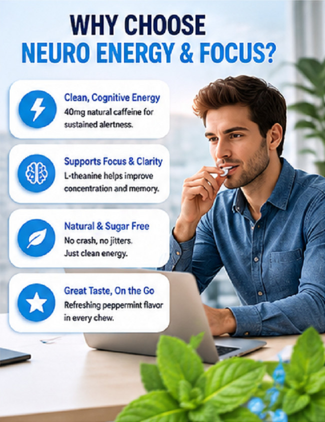 2Pk Neuro Mints Energy & Focus Peppermint Caffeine L-Theanine B-Vitamins