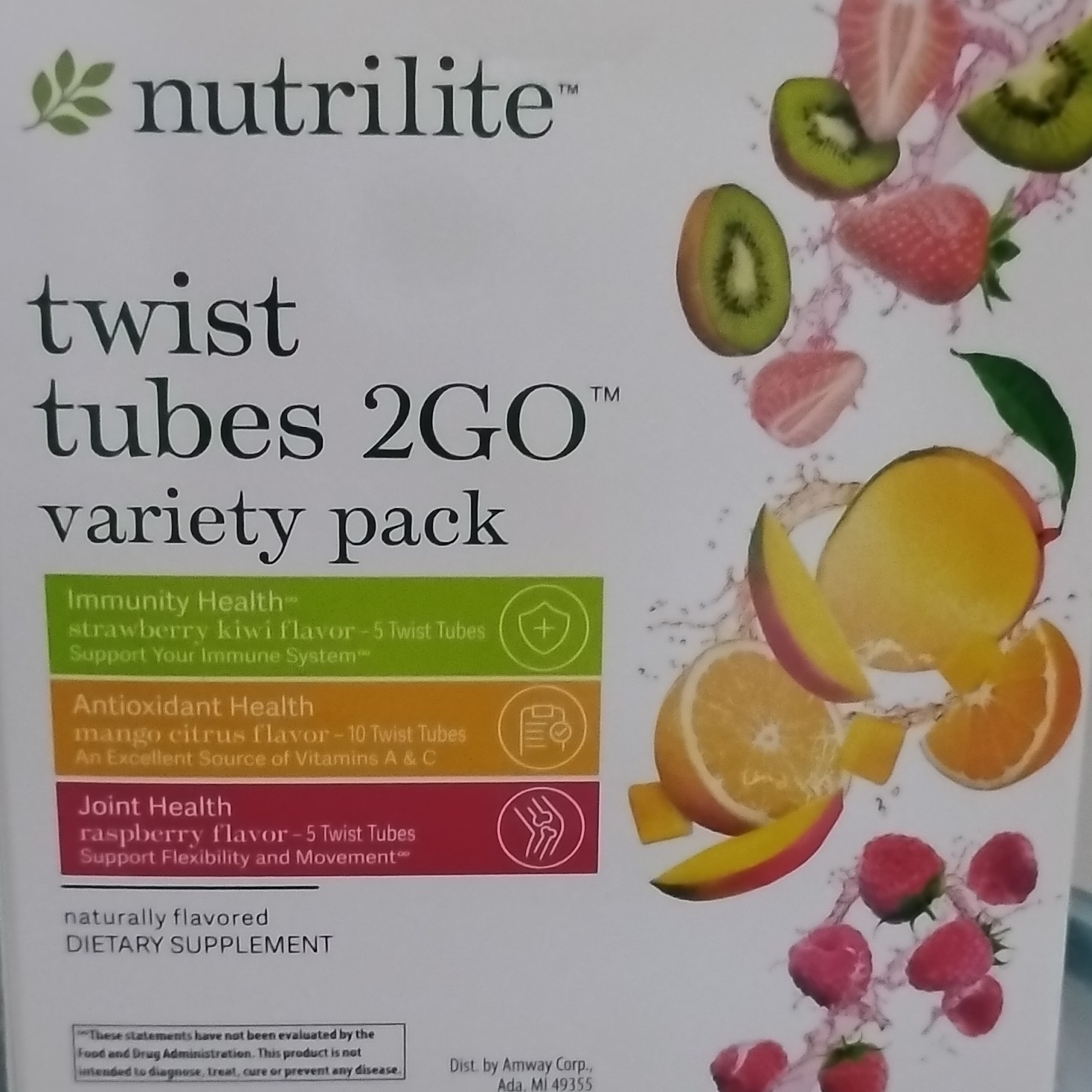 Nutrilite Twist Tubes 2GO Naturally Flavored Variety Pack Vitamins A & C
