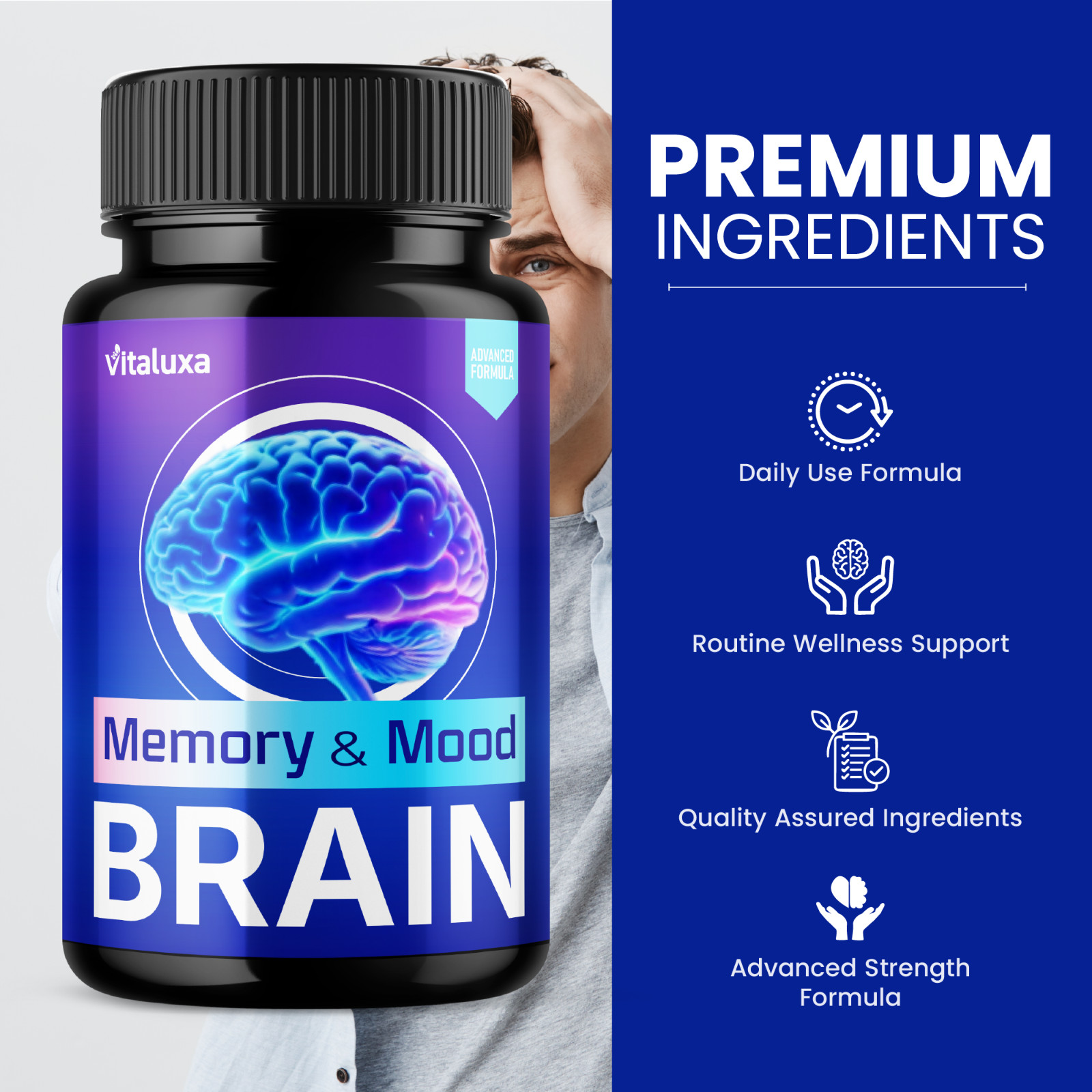 (2 Pack) Memory and Mood Brain, Double Clean Neuropatia Formula (120 Capsules)