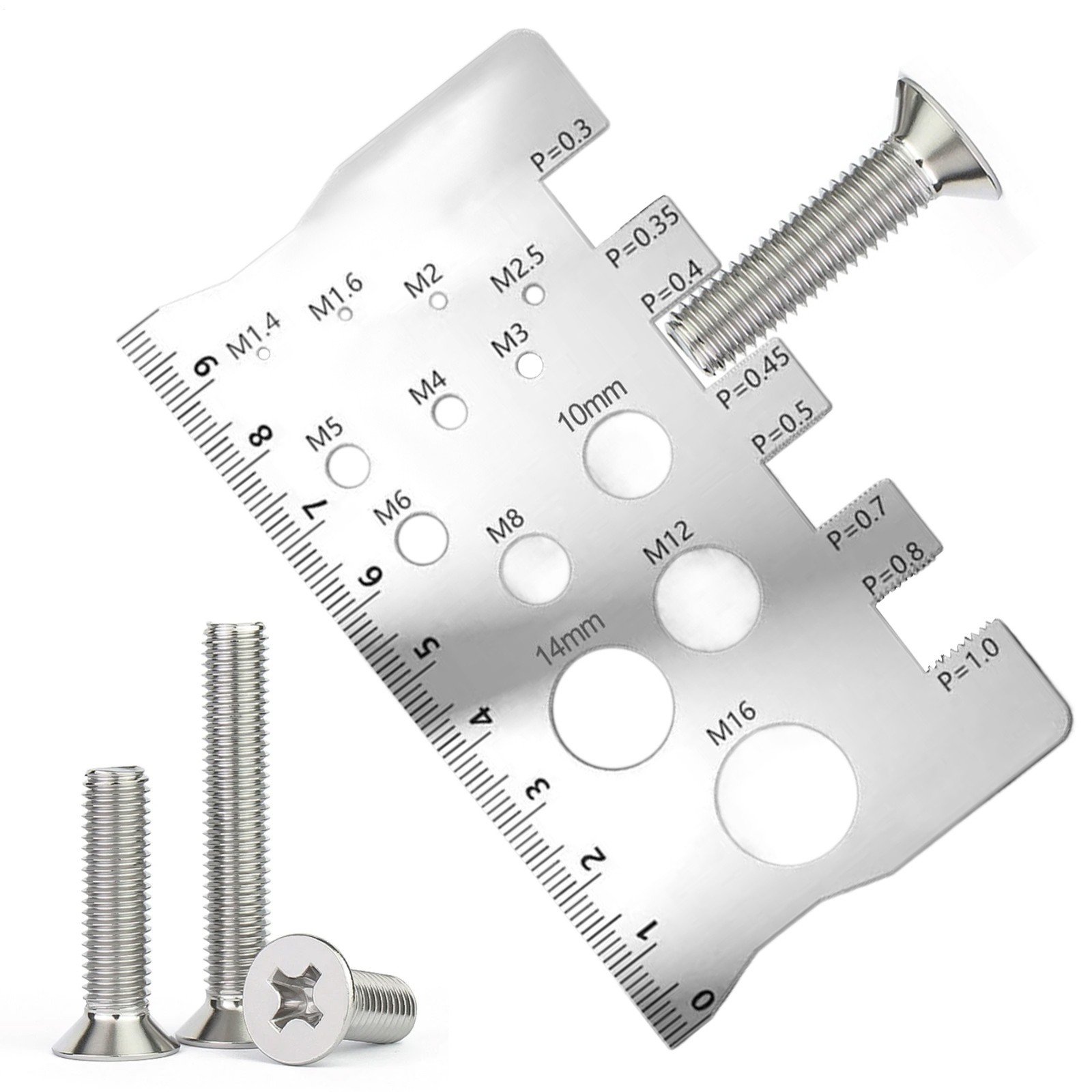 1pc Screw Bolt Nut Measuring Gauge Stainless Steel Diameter Thread Guage