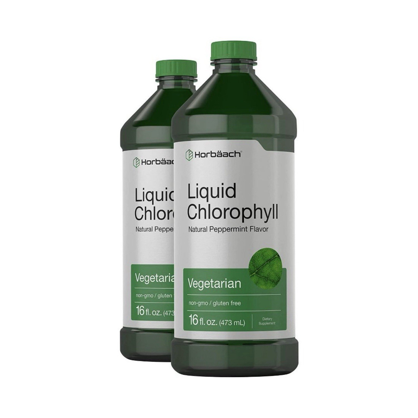 Horbaach Liquid Chlorophyll Natural Peppermint 16oz 2Pack Veg Exp12/27 New