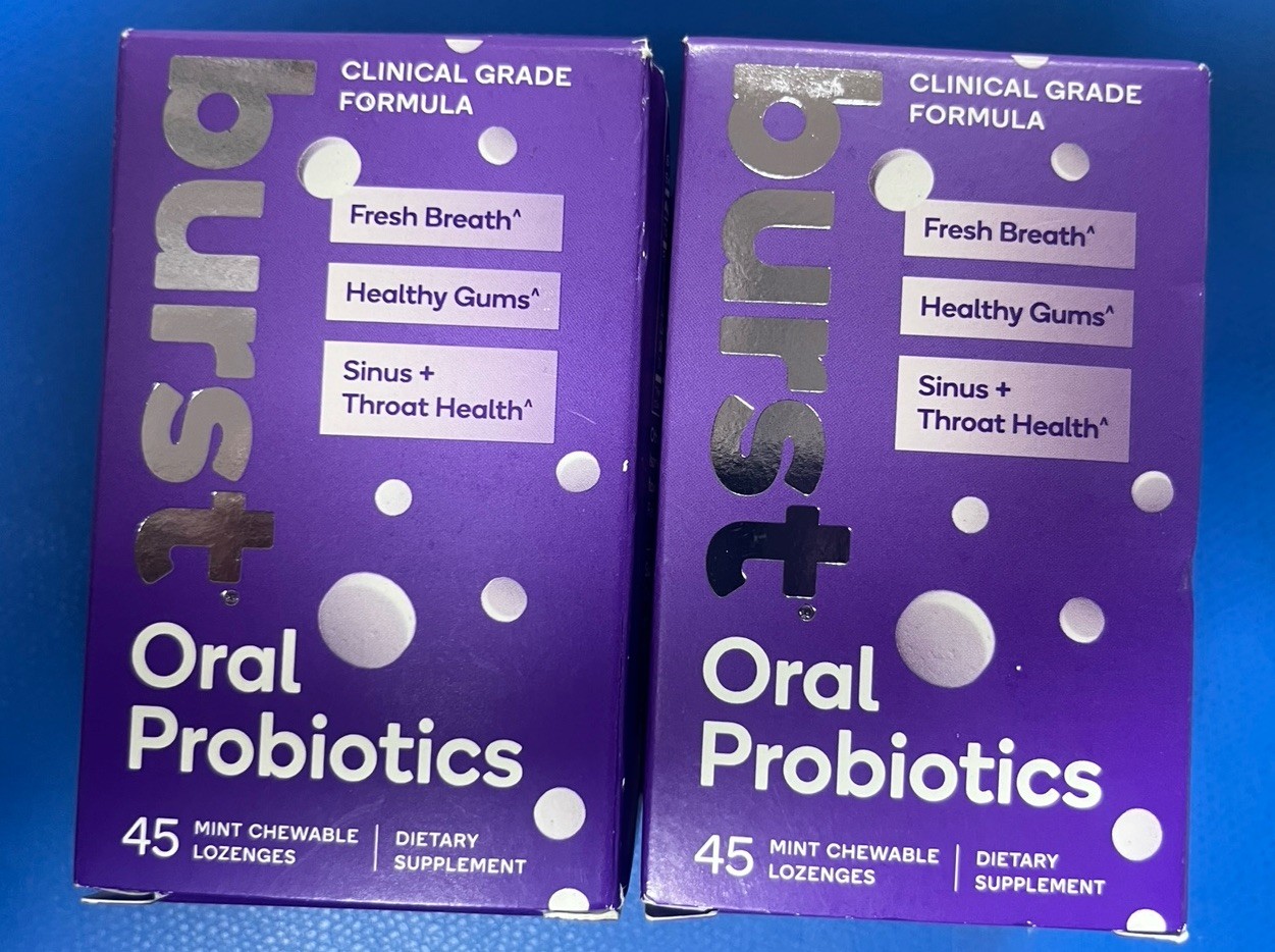 Burst Oral Probiotics Mint Chewable Lozenges Supplement 2 Pack 45 Ct Ea 09/26