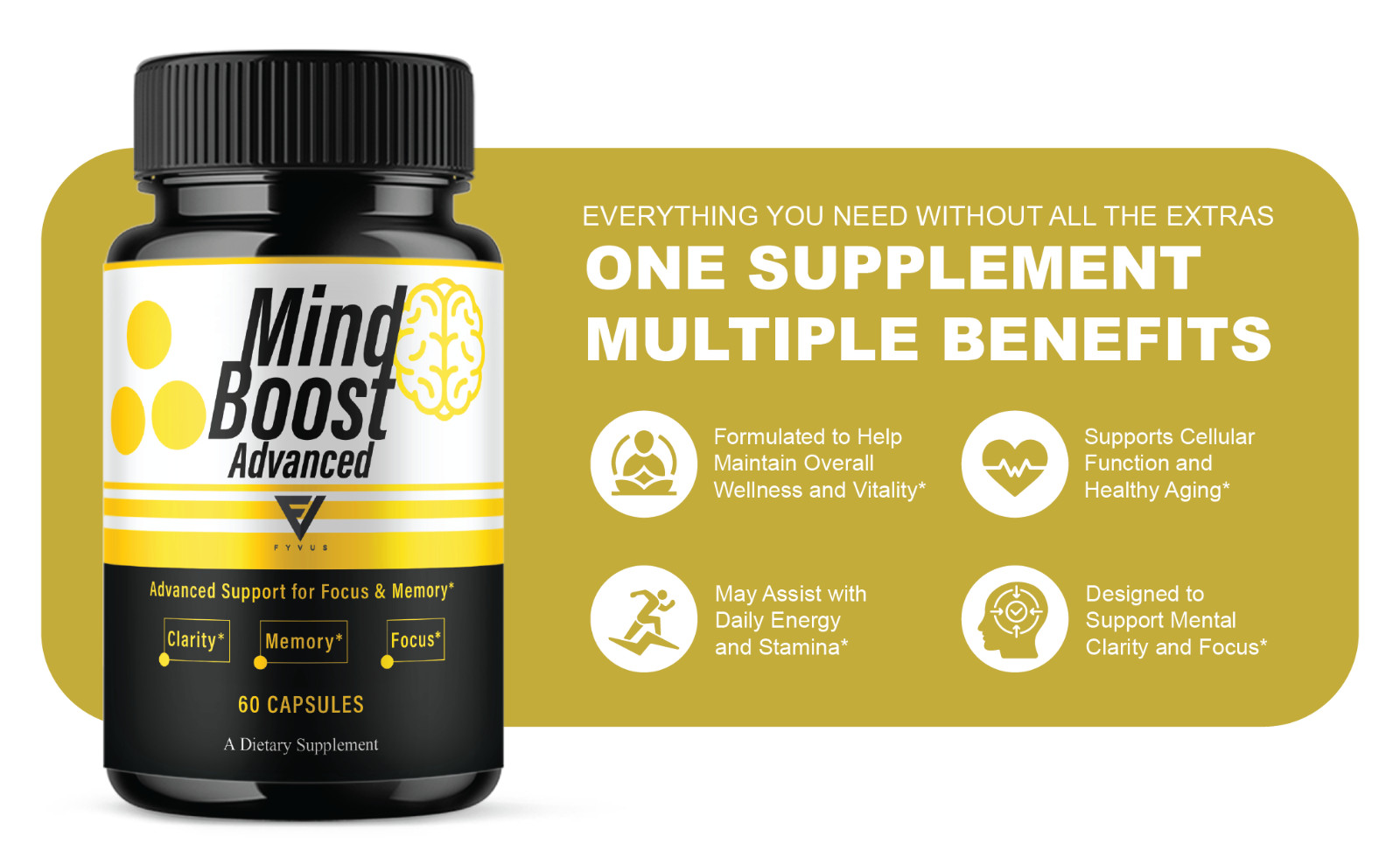 Mind Boost Advanced Premium Nootropic Pills, Mind Boost (60 Capsules)