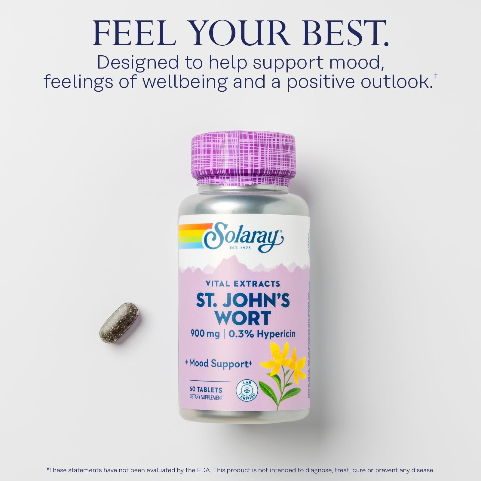 Solaray St. Johns Wort Aerial Extract One Daily 900mg | Standardized w/ 0.3%