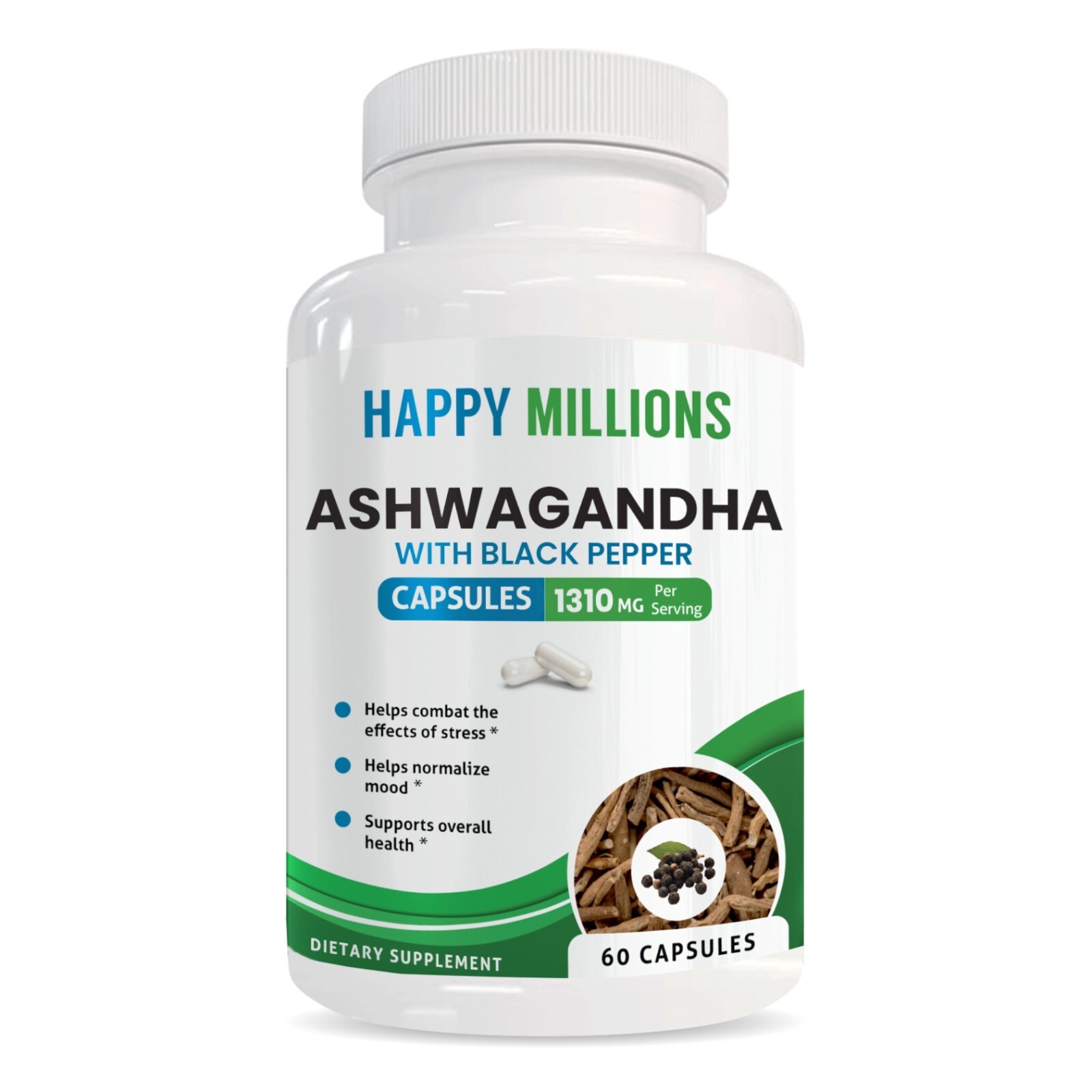 HAPPY MILLIONS ASHWAGANDHA WITH BLACK PEPPER
