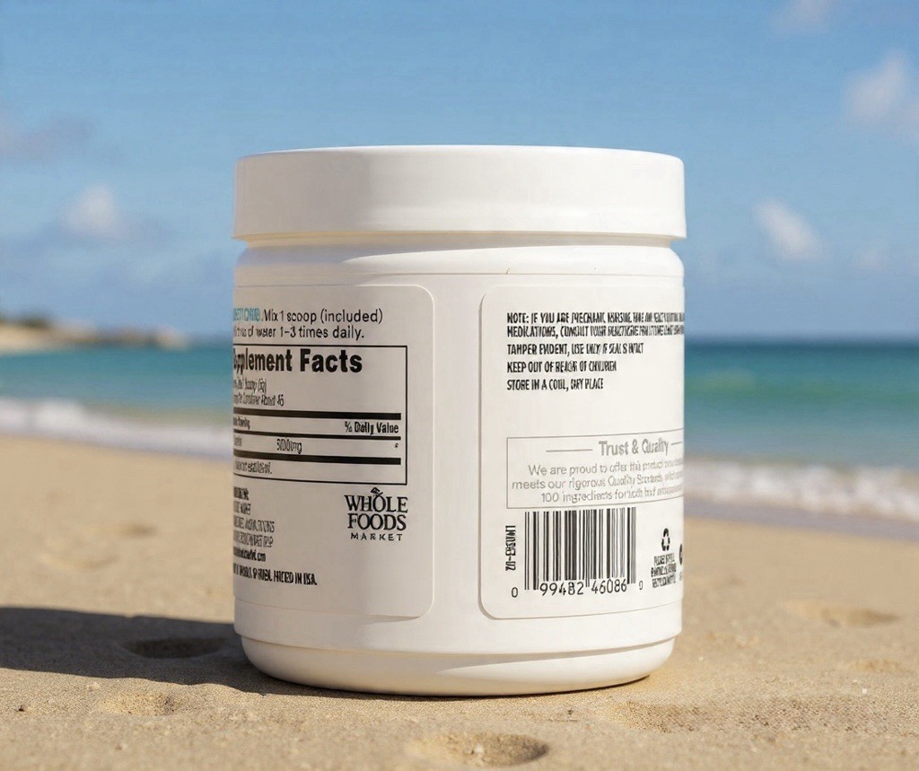 365 Whole Foods Market L-Glutamine Powder 5000mg Vegan 8 oz (227 g)