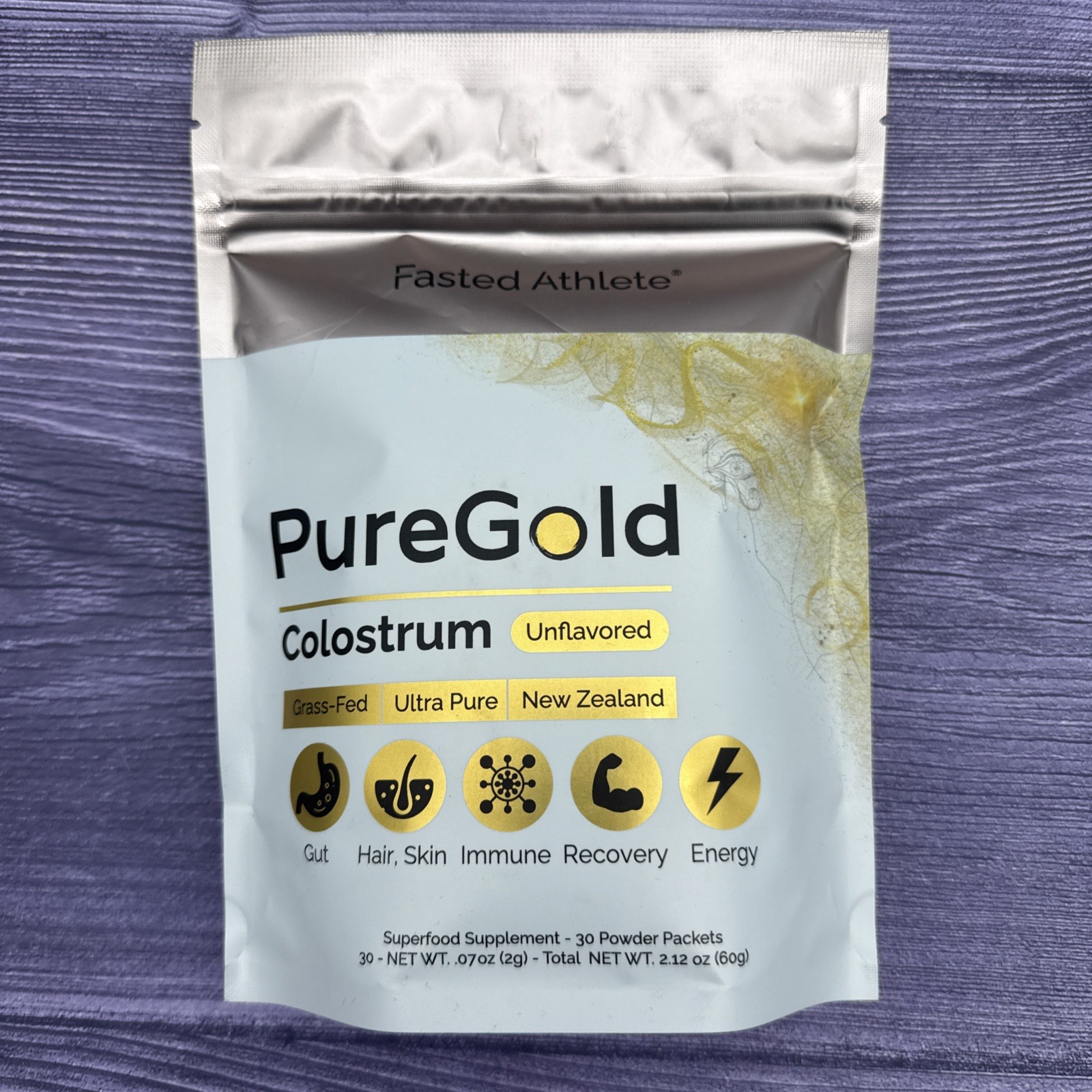 Fasted Athlete PureGold Colostrum Grass-Fed Powder (30 Single Serve Packets)