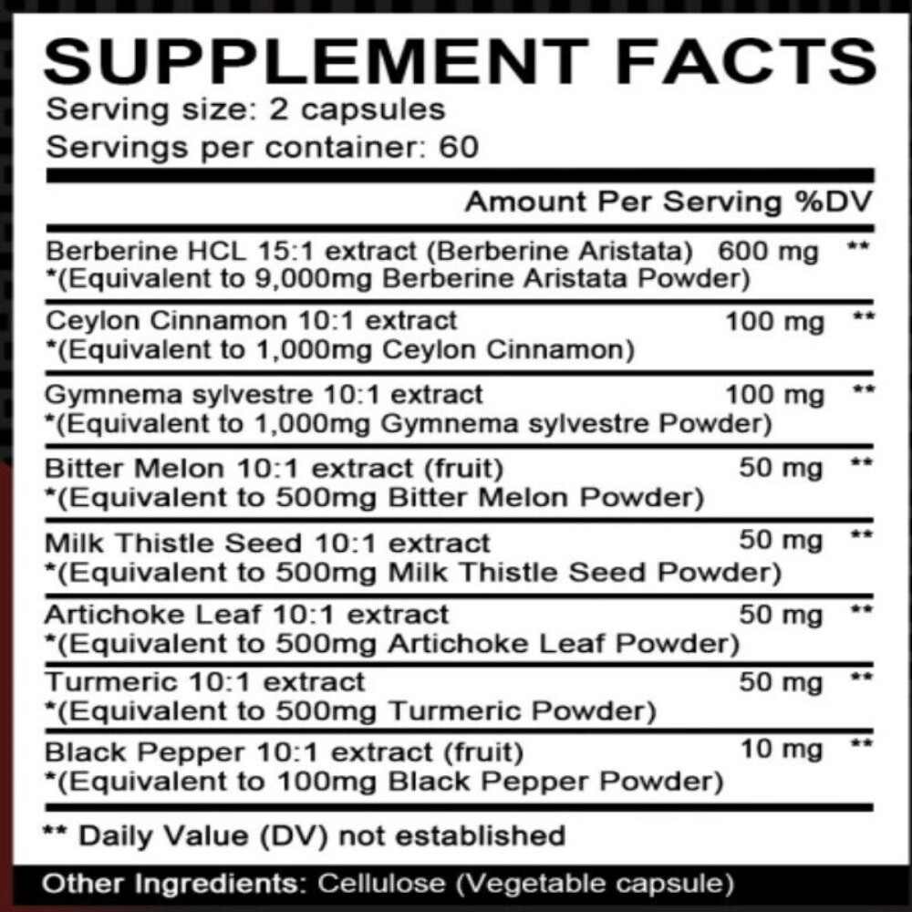 Premium Berberine HCL 600mg Plus Organic Ceylon Cinnamon – 120 Capsules