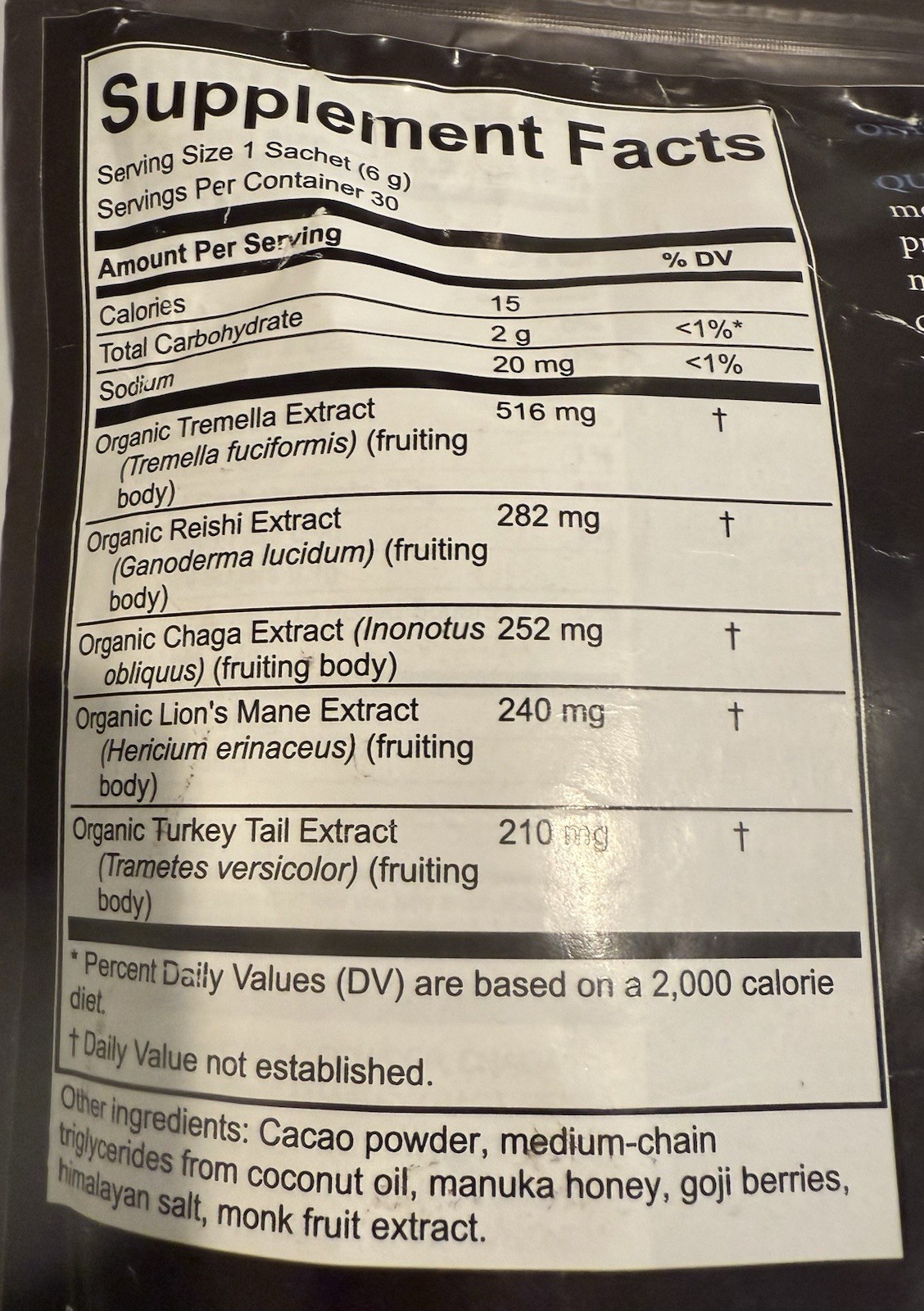 Oniiko Mushroom Supplement w/Pure Cacao Powder the Dreamer Dietary Supplement