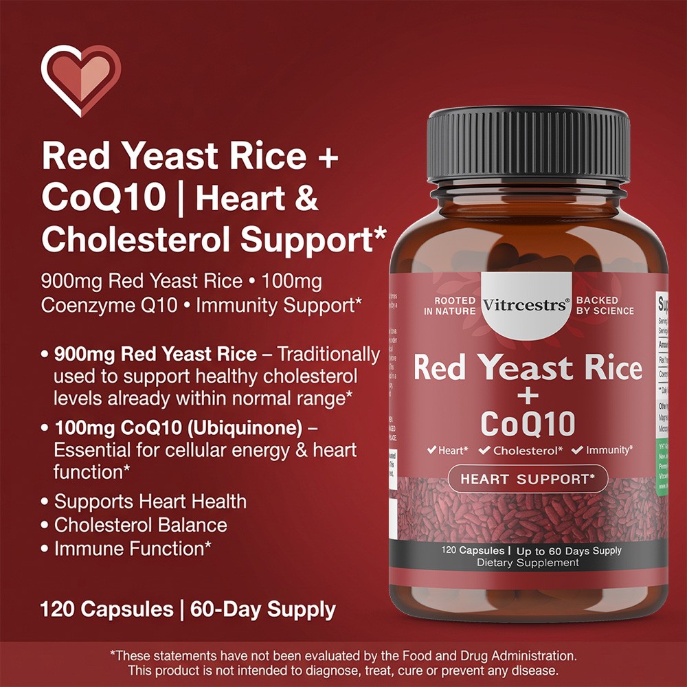 Coenzyme Q10-Ubiquinone 100mg for Heart &Cholesterol,Immune Health 30/60/120Caps