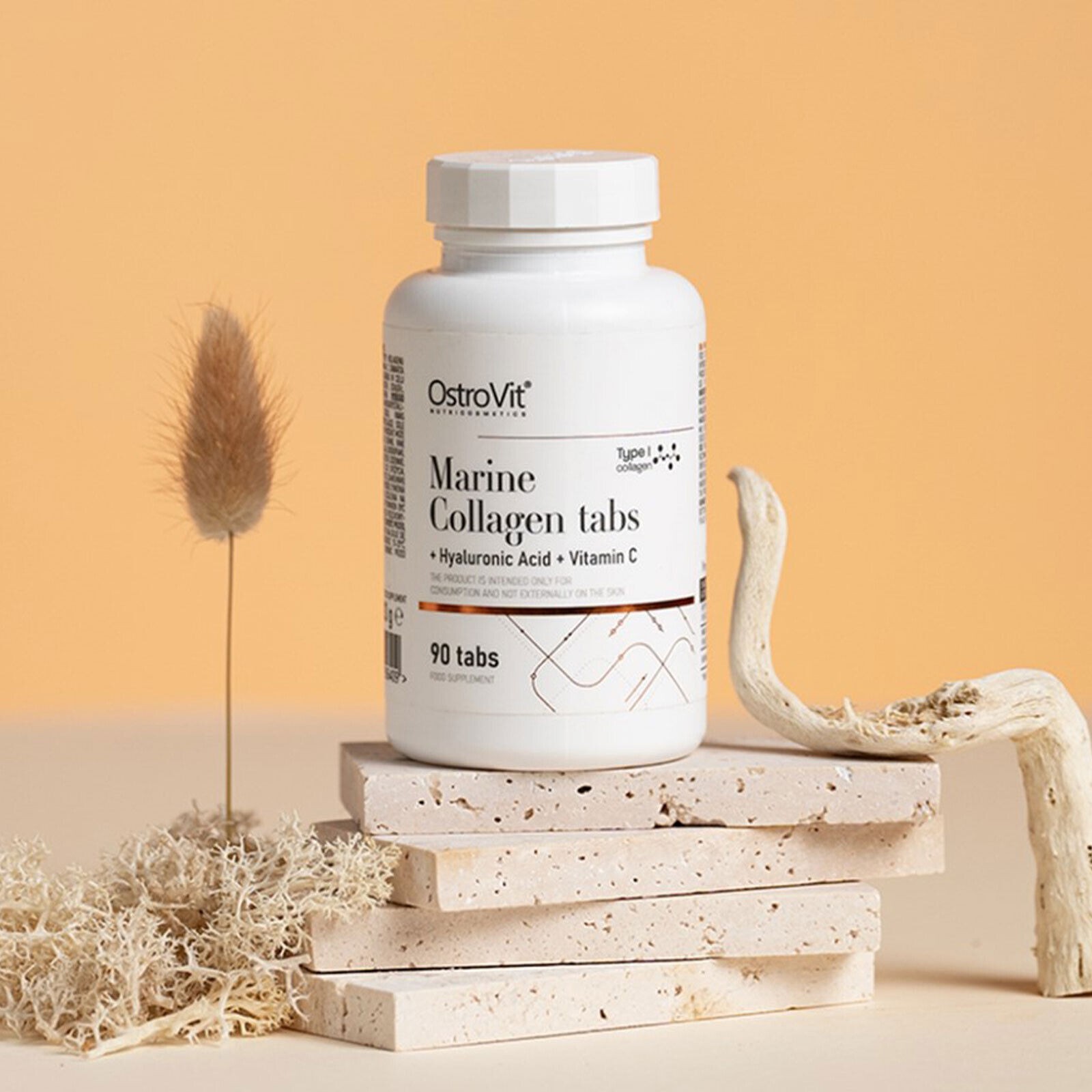 MARINE COLLAGEN with HYALURONIC ACID + VITAMIN C – 90-180 Tabs – skin hair nails