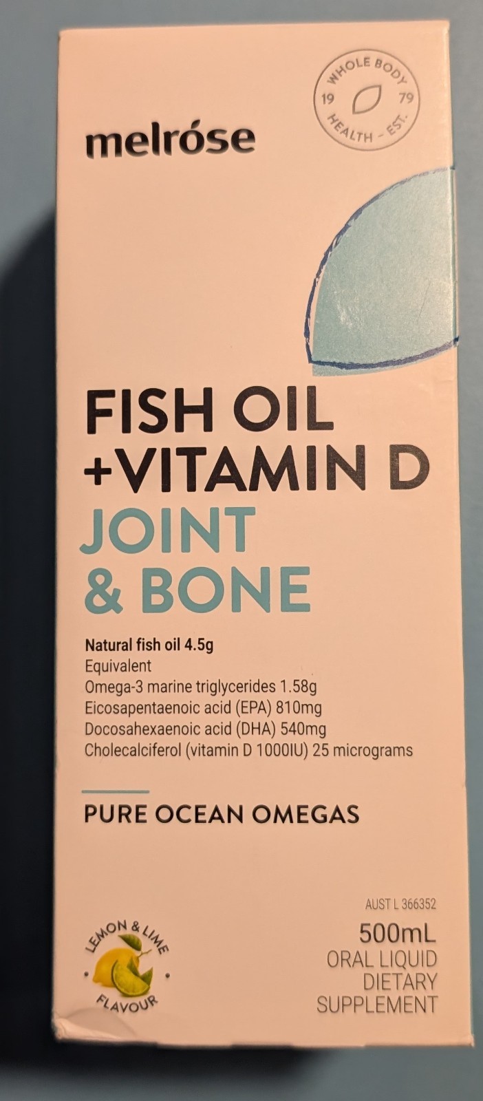 Melrose Fish Oil + Vitamin D Joint & Bone 500mL Oral Liquid Lemon-Lime Omega-3