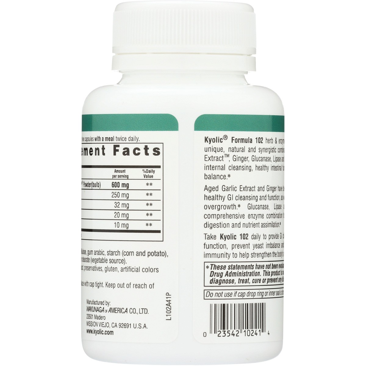 Kyolic Formula 102 Candida Cleanse Digestion Garlic Supplement 100 1 Pack