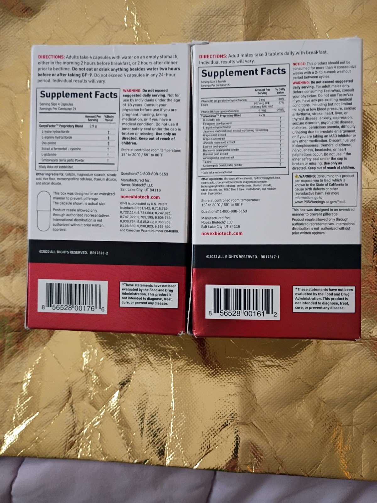 NOVEX TestroVax 60 Caps Exp 09/26 GF-9 84 Caps Exp 07/27 New In Box