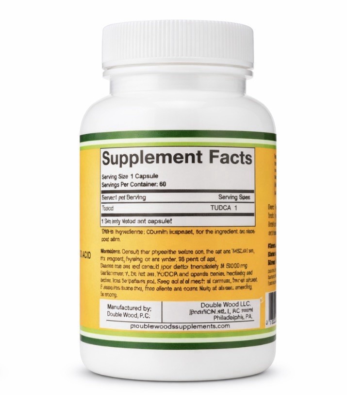 Double Wood Supplements TUDCA Tauroursodeoxycholic Acid 500mg 60 Capsules