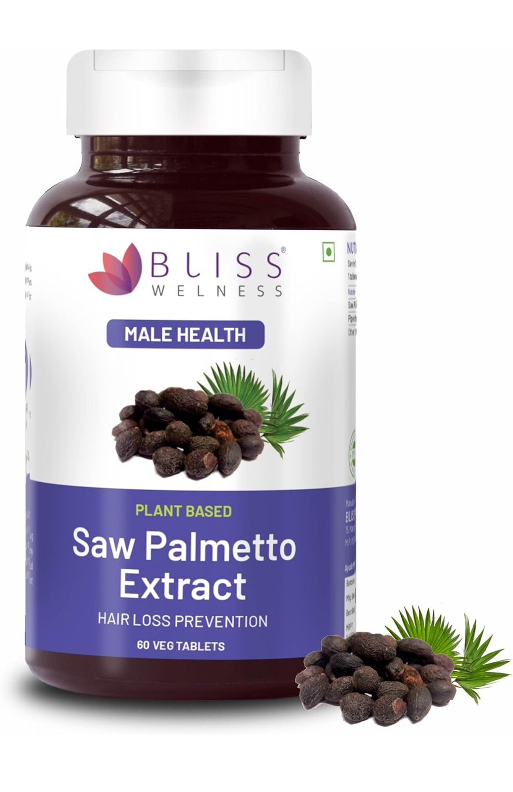 Bliss Welness Saw Palmetto Extract 800 MG | Hair Growth-180 Capsules