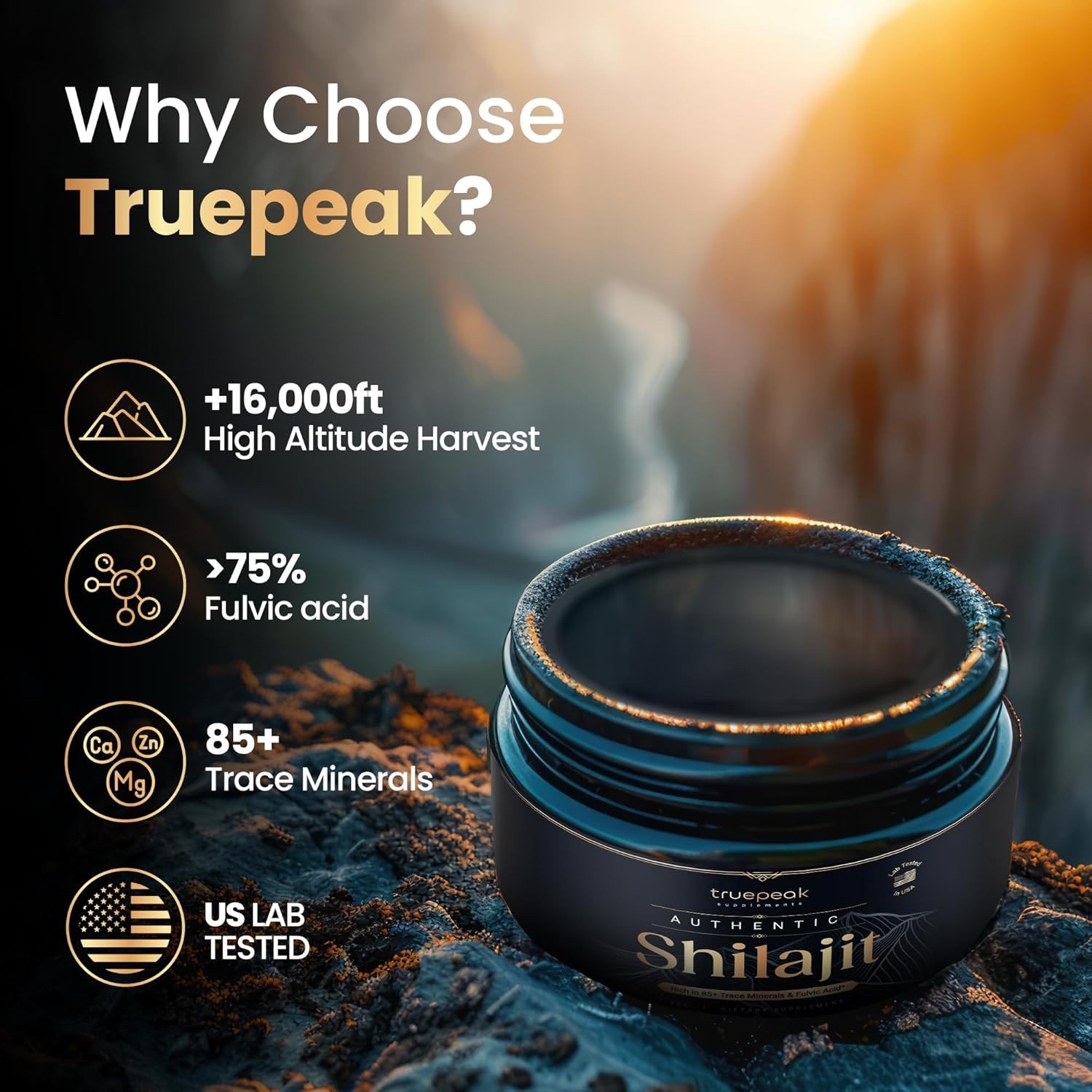 TruePeak Himalayan Shilajit Resin – Gold Grade, US-Lab Verified&Tested 30 grams