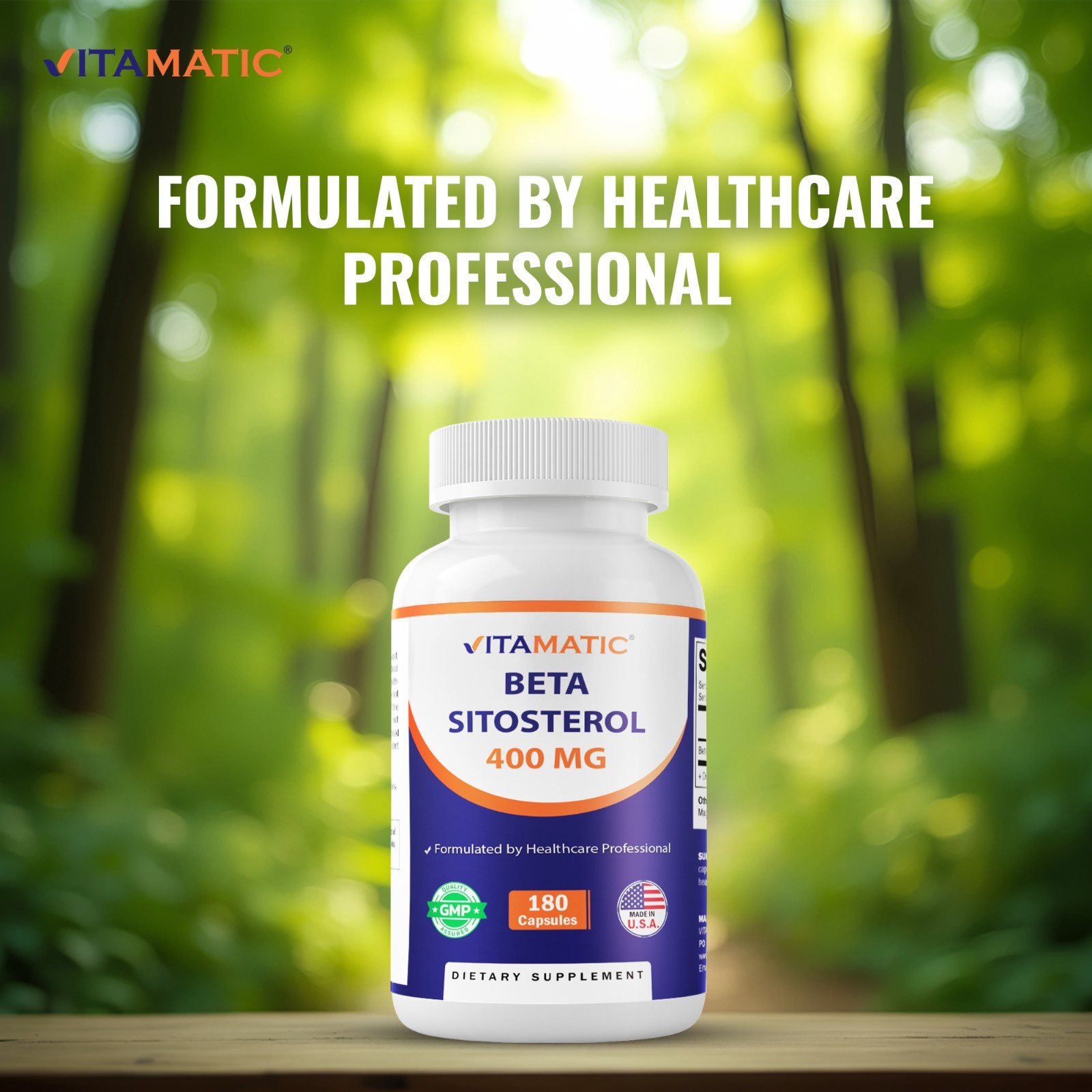 Vitamatic Beta Sitosterol Complex 400 mg 180 Capsules – 2 Pack