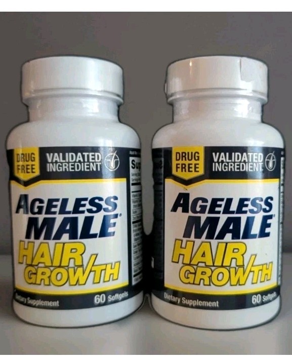Ageless Male Hair Growth Supplement 60 Softgels Each 2 Pack Drug Free 12/26