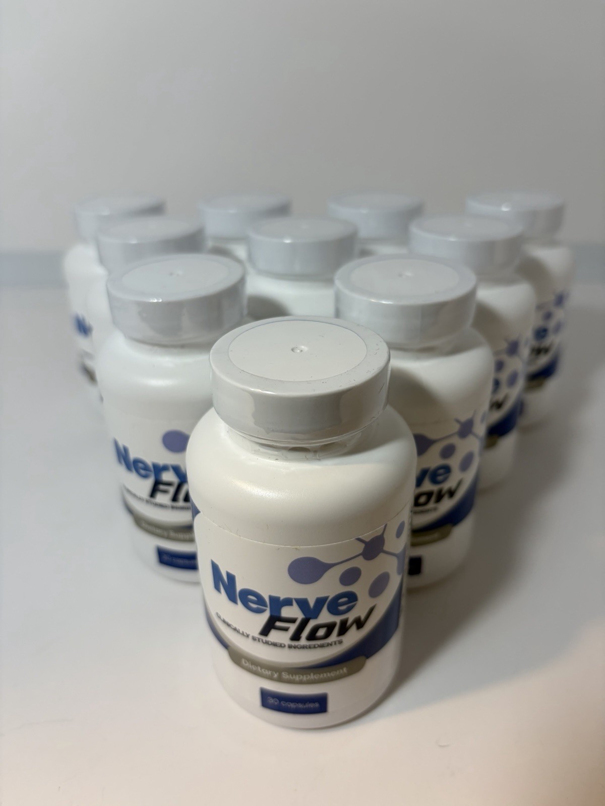 10 bottles- Nerve Flow Dietary Supplement Capsules 30ct w/ B6 B12 Turmeric GABA