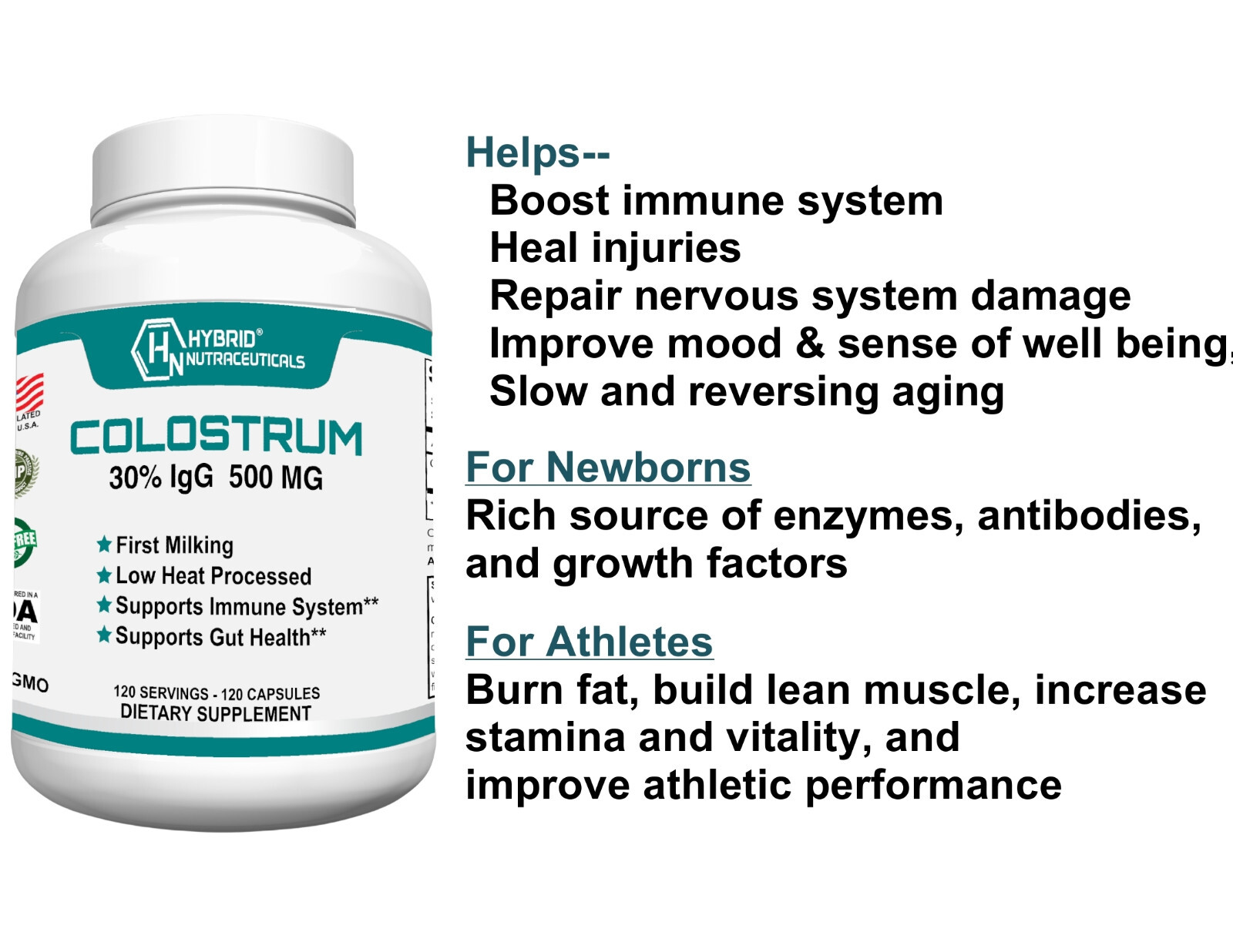 Bovine Colostrum Supplement – Lactoferrin, Healthy Immune Response: 30% IgG