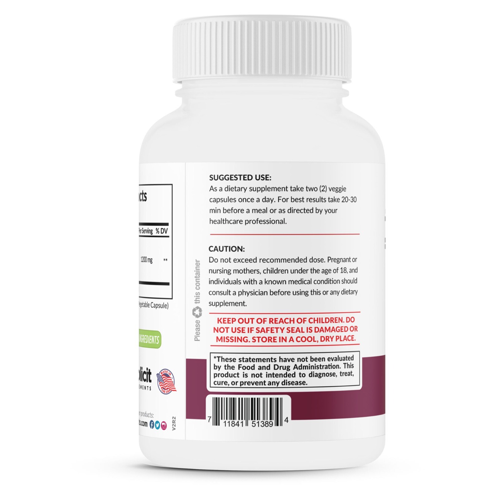 Caralluma Fimbriata Max Strength Appetite Suppressant, 1200mg/serv, 30 Servings