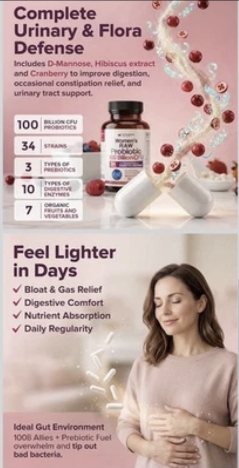 Wholesome Wellness Women’s Raw Probiotic 100B CFU Digestive/UT 60 Caps