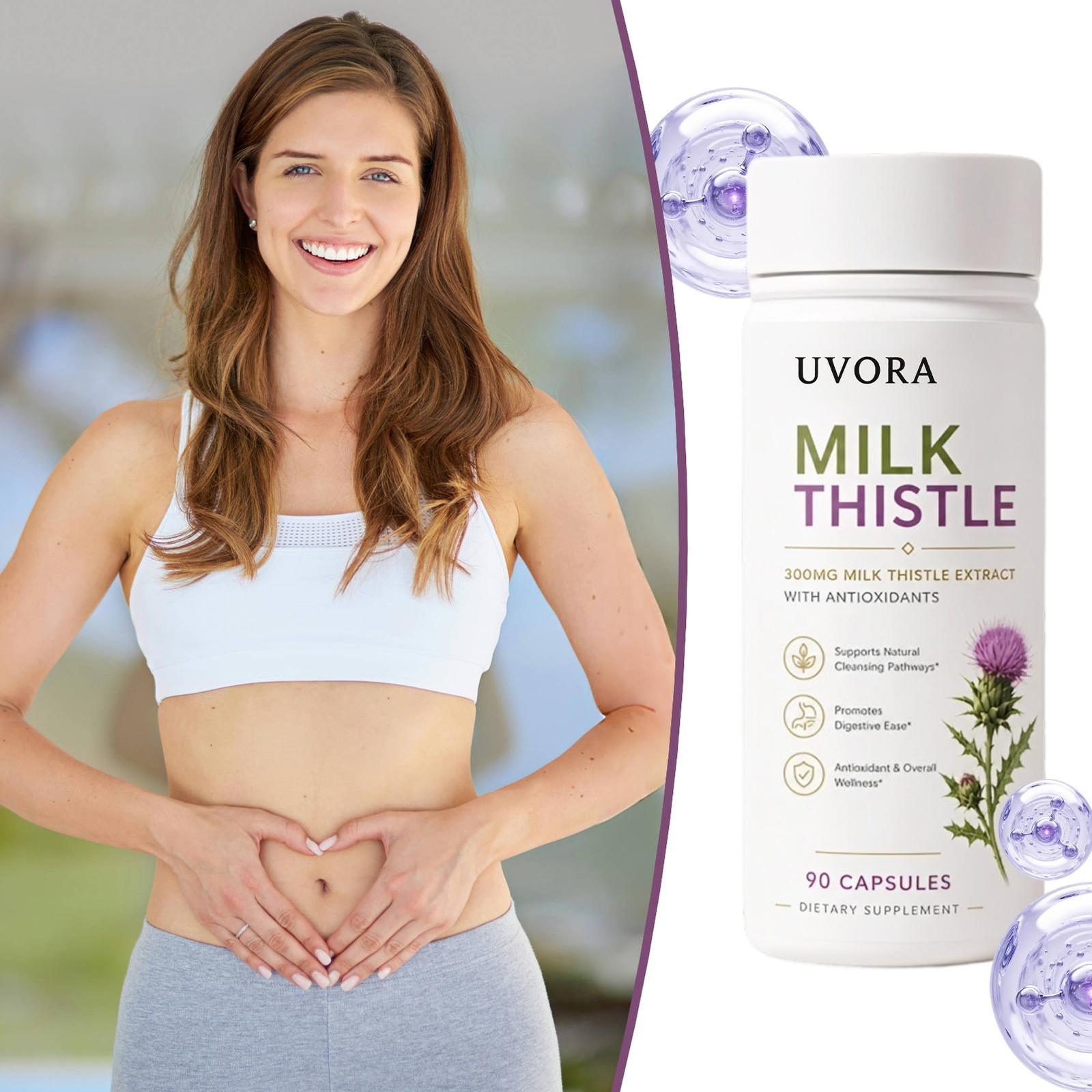 Uvora Milk Thistle, Liver Health Vitality Supplement 90 Count Health Pill