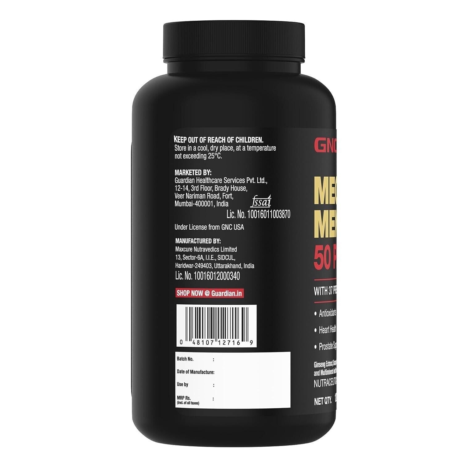GNC Mega Men 50 Plus Multivitamin Promotes Prostate Health 120 Tablets