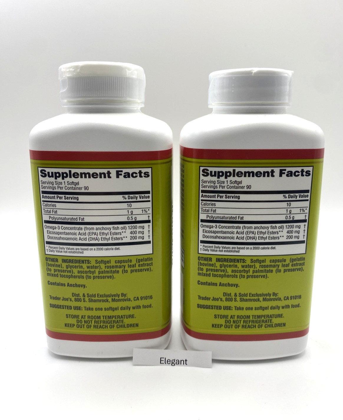 New Trader Joe’s Omega-3 Fatty Acids Dietary Supplement 90 Gels x2 Bottles