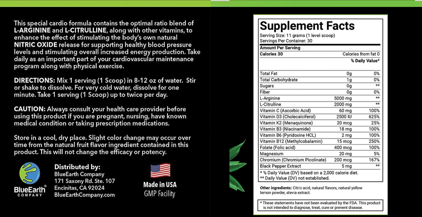 L-Arginine 5000mg + L-Citrulline 2000mg – Nitric Oxide – Blood Pressure Support