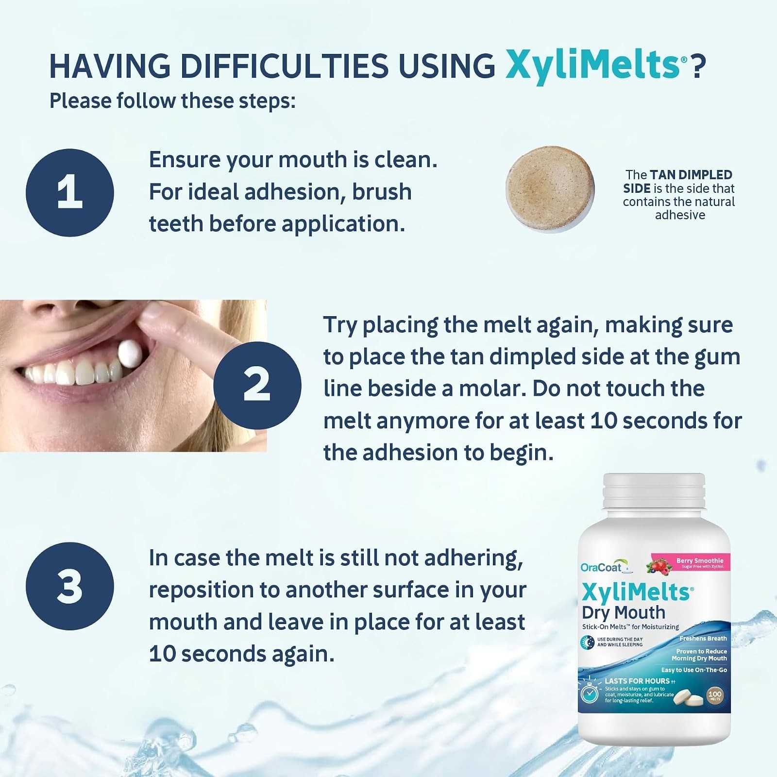 OraCoat XyliMelts for Dry Mouth – 100 Sugar Free Discs, Berry Flavor